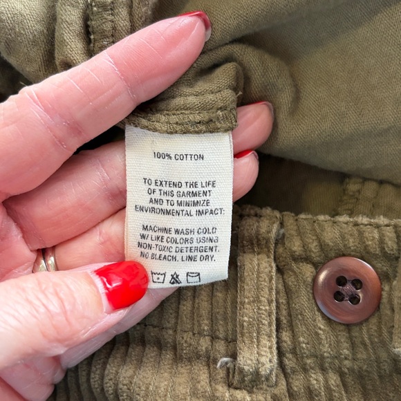 ALEX MILL Neil Cotton Corduroy Straight Leg Pants Olive Green Adjustable Waist 4 - Picture 10 of 15